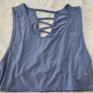 Blue Sleeveless Crop Top with Back Straps